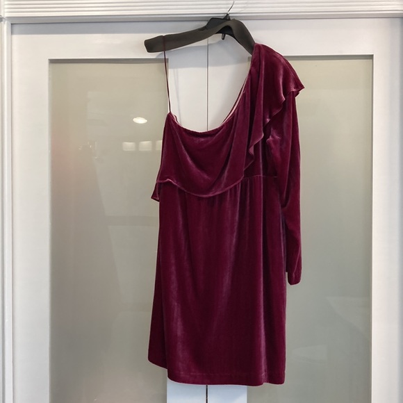 Nicole Miller Collection Silk Velvet One Shoulder Ruffle Cocktail Dress - Picture 3 of 4